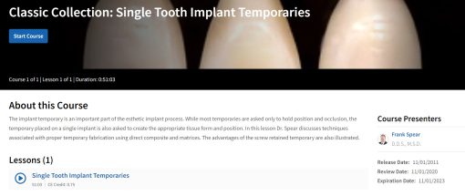 Classic Collection: Single Tooth Implant Temporaries