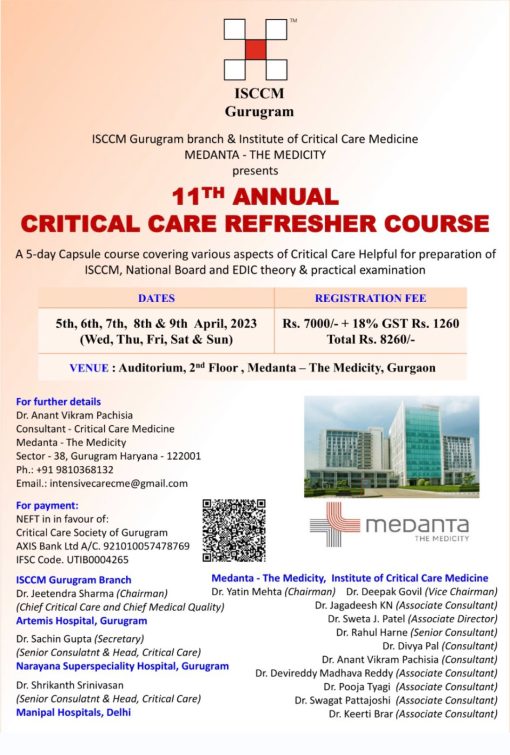 11th Annual Critical Care Refresher Course 2023 (ISCCM) (Course)