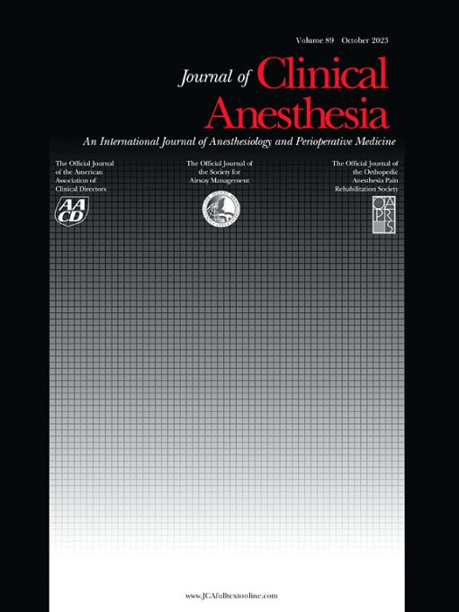 Journal of Clinical Anesthesia PDF