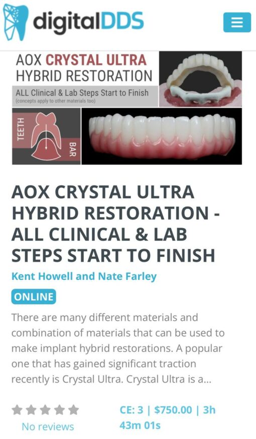 AOX Crystal Ultra Hybrid Restoration: All Clinical & Lab Steps Start to Finish